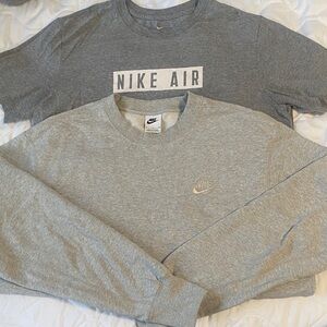 Nike Gray Crewneck Sweaters